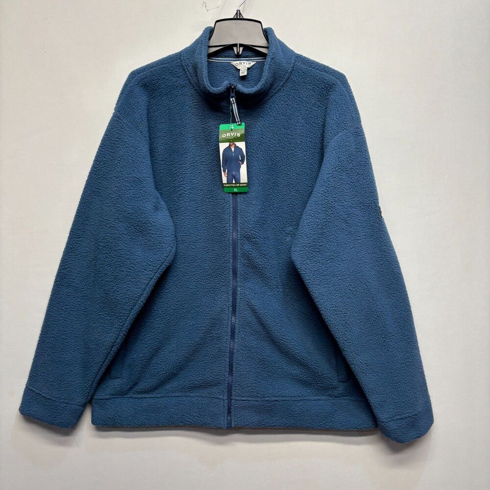NWT Orvis Men Fleece Full Zip Jacket Size XL X-Large Blue D112 -3